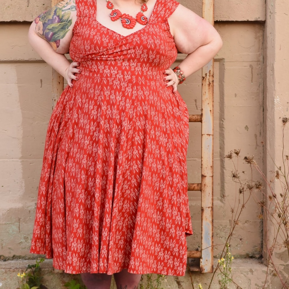 Effie's Heart Lobster Print Dress, size 4x
